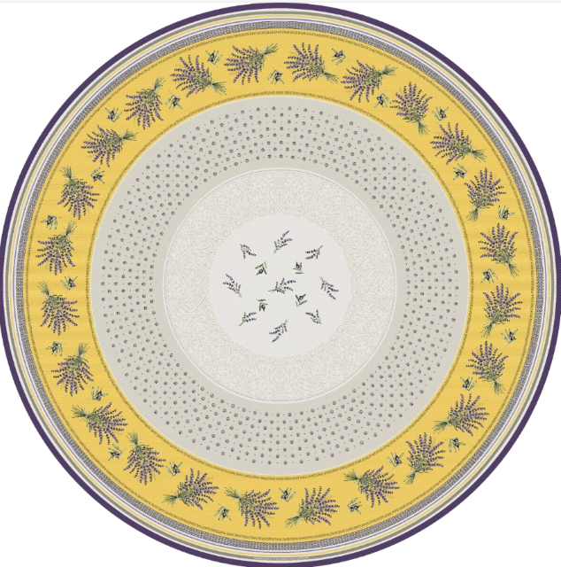 French Jacquard Round Tablecloth DECO (CASTILLON. Yellow)